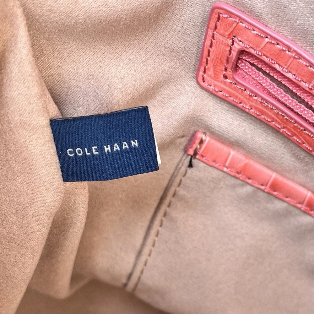 Cole‎ Haan x Rodarte Soft Satchel Croc Embossed Leather Pink Large Shoulder Bag